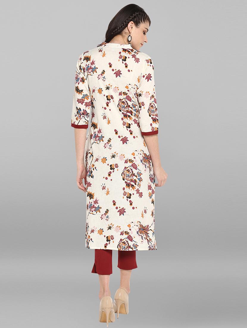 floral straight kurta - 17246632 - Zoom Image - 4