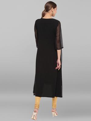 foil print straight kurta with jacket kurta - 17246638 - Standard Image - 4
