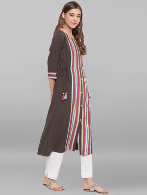 striped a-line kurta - 17246644 - Standard Image - 2