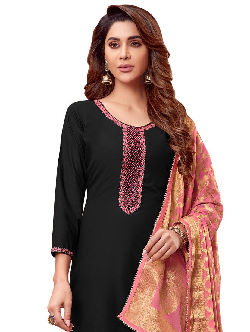 embroidered straight pant unstitched suit - 17246955 - Zoom Image - 2
