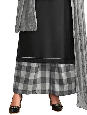 embroidered palazzo unstitched suit - 17246966 - Standard Image - 3
