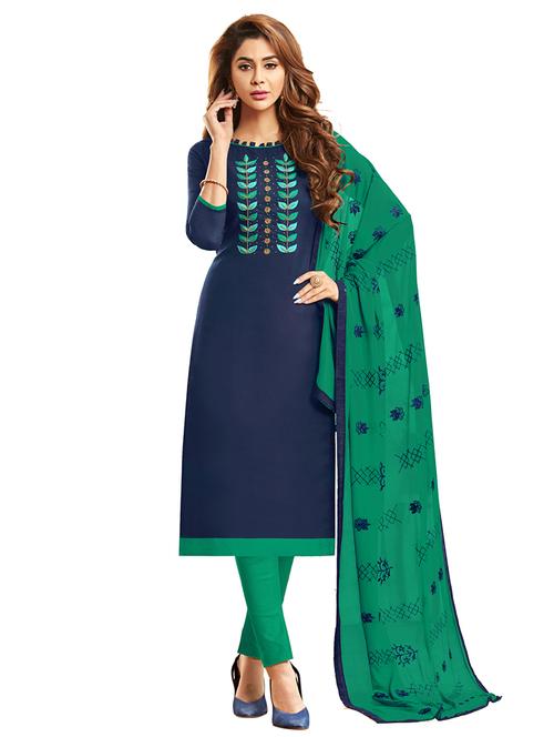embroidered straight pant unstitched suit - 17246972 - Standard Image - 1