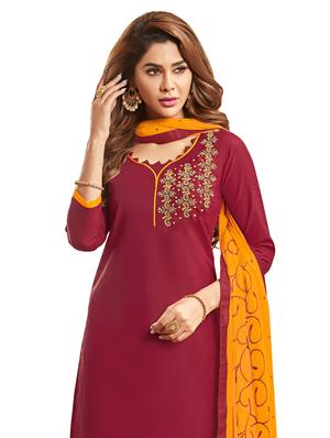 embroidered straight pant unstitched suit - 17246976 - Standard Image - 2