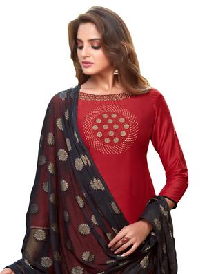 embroidered straight pant unstitched suit - 17246984 - Standard Image - 2