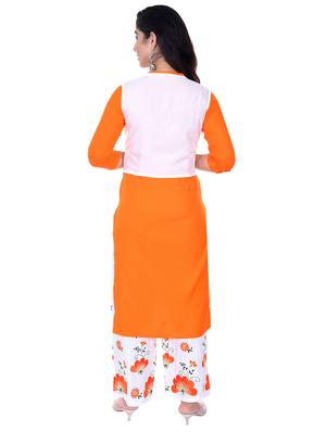 solid kurta palazzo set with embroidered jacket - 17247052 - Standard Image - 3