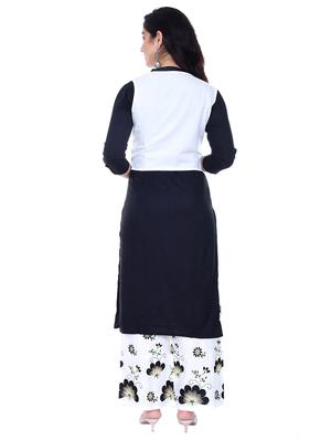 solid kurta palazzo set with embroidered jacket - 17247055 - Standard Image - 3