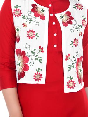 solid kurta palazzo set with embroidered jacket - 17247115 - Standard Image - 4