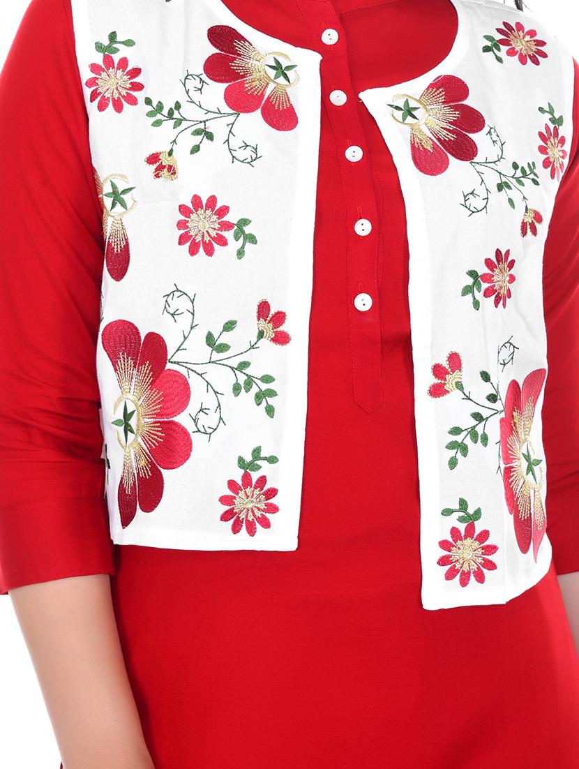 solid kurta palazzo set with embroidered jacket - 17247115 - Zoom Image - 4
