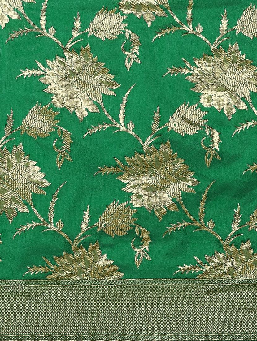 floral woven saree with blouse - 17247495 - Zoom Image - 5