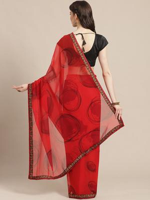 abstract printed saree with blouse - 17247535 - Standard Image - 2