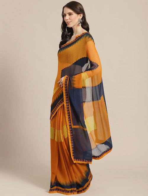 abstract printed saree with blouse - 17247540 - Standard Image - 1
