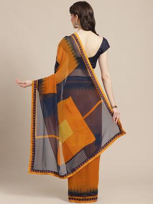 abstract printed saree with blouse - 17247540 - Standard Image - 2