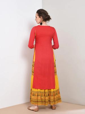embroidered layered kurta - 17248247 - Standard Image - 3