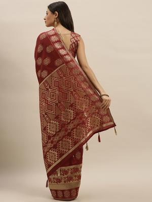 self design banarasi saree with blouse - 17248804 - Standard Image - 2