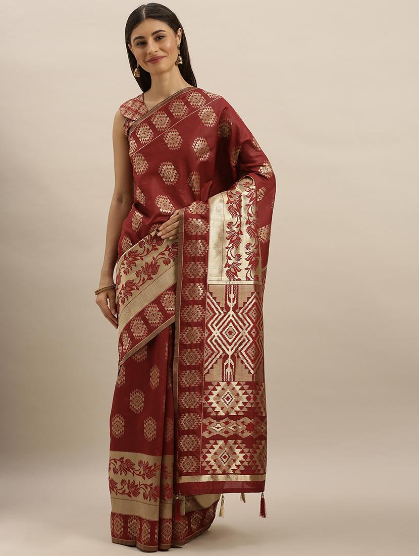 self design banarasi saree with blouse - 17248804 - Zoom Image - 1