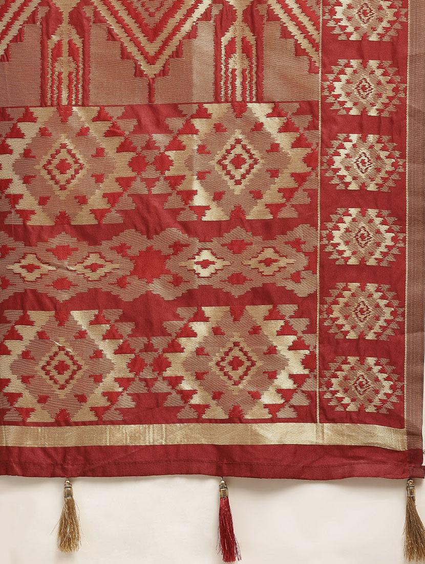 self design banarasi saree with blouse - 17248804 - Zoom Image - 5