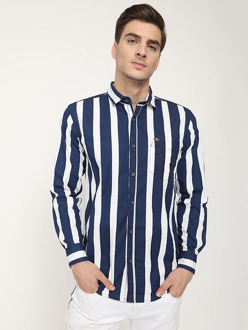 blue striped casual shirt - 17248870 - Standard Image - 1