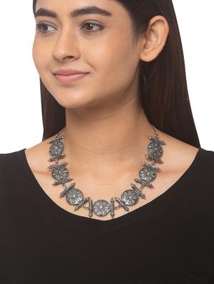 silver metal statement necklace - 17248960 - Standard Image - 3