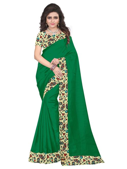 solid bordered saree with blouse - 17251283 - Standard Image - 1