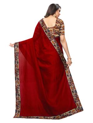 solid bordered saree with blouse - 17251332 - Standard Image - 2