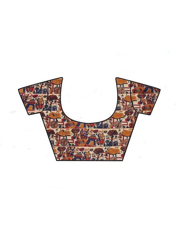 solid bordered saree with blouse - 17251332 - Zoom Image - 3