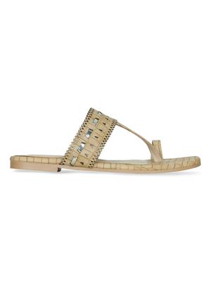 beige leatherette one toe kolhapuris - 17251866 - Standard Image - 2
