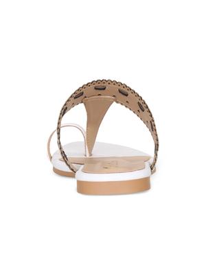 white leatherette one toe kolhapuris - 17251869 - Standard Image - 3