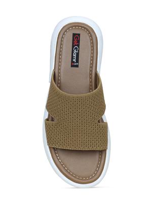 beige mesh flat forms sandals - 17251870 - Standard Image - 4