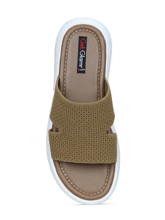 beige mesh flat forms sandals - 17251870 - Zoom Image - 4