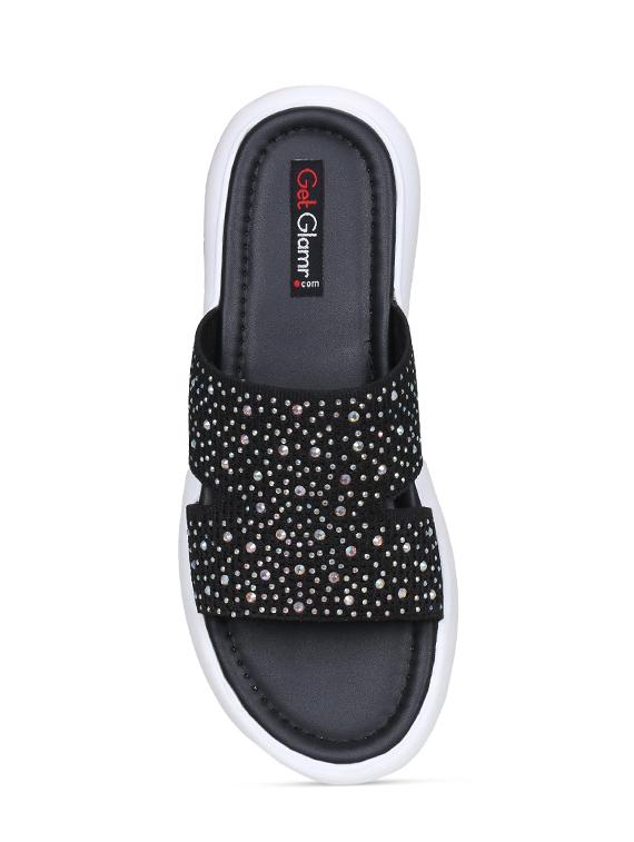 black mesh flat forms sandals - 17251881 - Zoom Image - 4