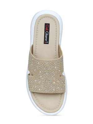beige mesh flat forms sandals - 17251882 - Standard Image - 4