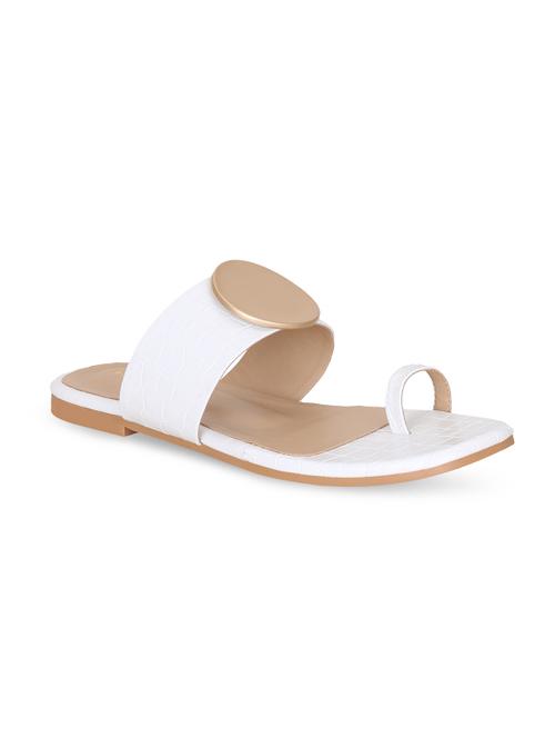 white leatherette one toe sandals - 17251895 - Standard Image - 1