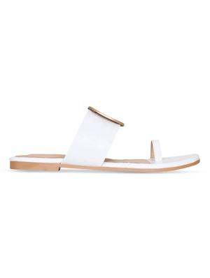 white leatherette one toe sandals - 17251895 - Standard Image - 2