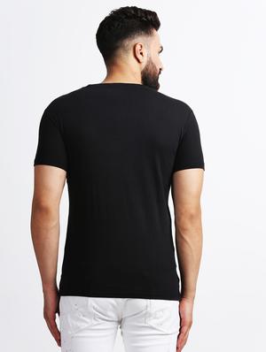 black color block cut & sew t-shirt - 17252023 - Standard Image - 3