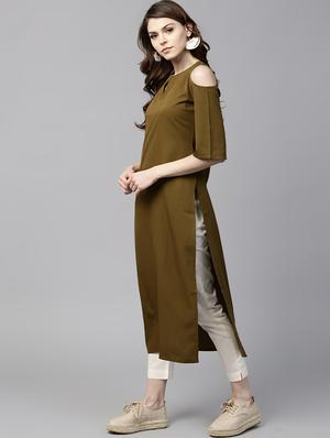 solid straight kurta - 17252063 - Standard Image - 2
