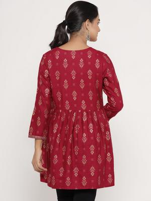 floral a-line kurti - 17252071 - Standard Image - 3