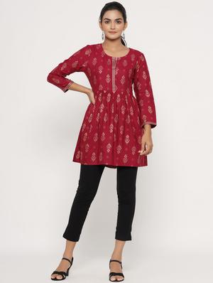 floral a-line kurti - 17252071 - Standard Image - 4