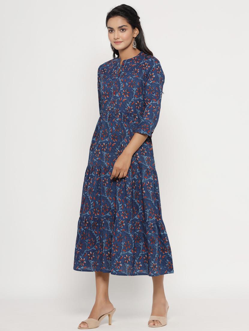 floral print tiered flare ethnic dress - 17252076 - Zoom Image - 2
