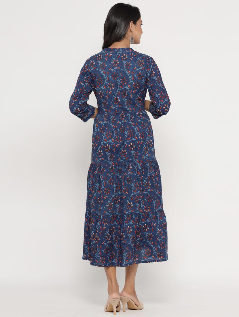 floral print tiered flare ethnic dress - 17252076 - Zoom Image - 3