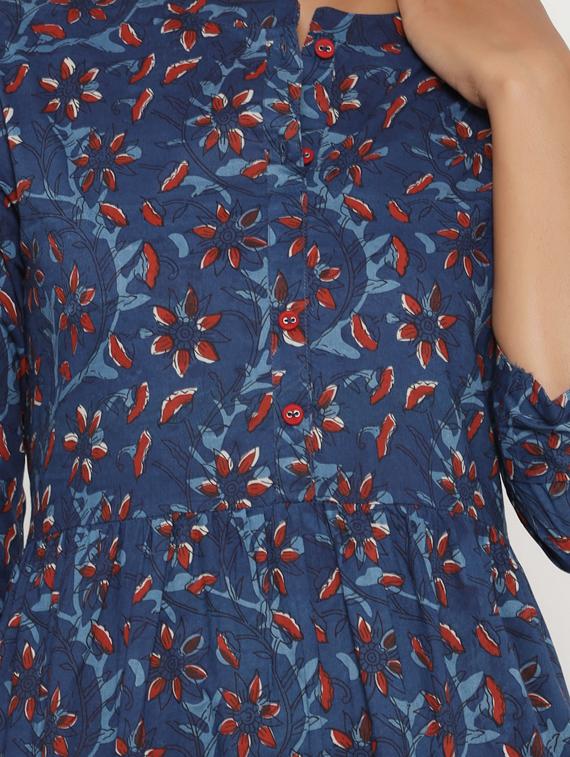 floral print tiered flare ethnic dress - 17252076 - Zoom Image - 4