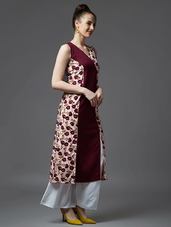floral print a-line kurta - 17252087 - Zoom Image - 2