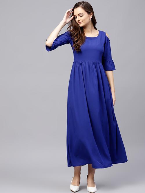 solid flared ethnic dress - 17252088 - Standard Image - 1