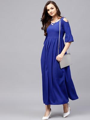 solid flared ethnic dress - 17252088 - Standard Image - 2