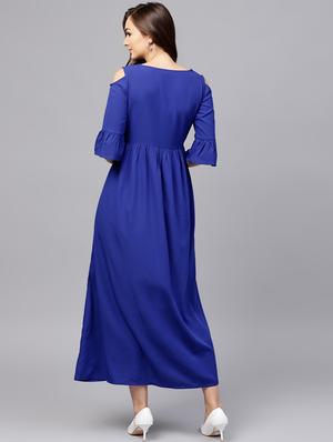 solid flared ethnic dress - 17252088 - Standard Image - 3