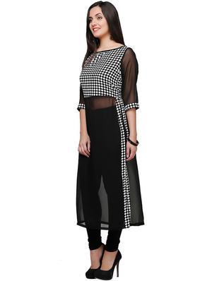 geometric print see through straight kurta - 17252102 - Standard Image - 2