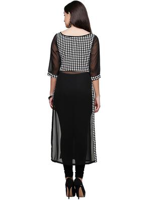 geometric print see through straight kurta - 17252102 - Standard Image - 3