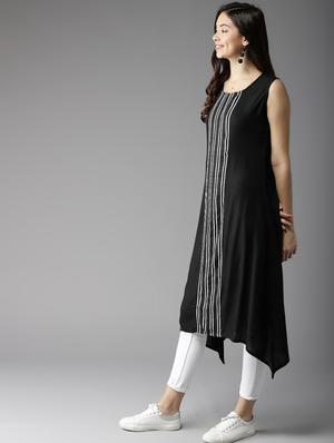 striped asymmetric kurta - 17252104 - Standard Image - 2