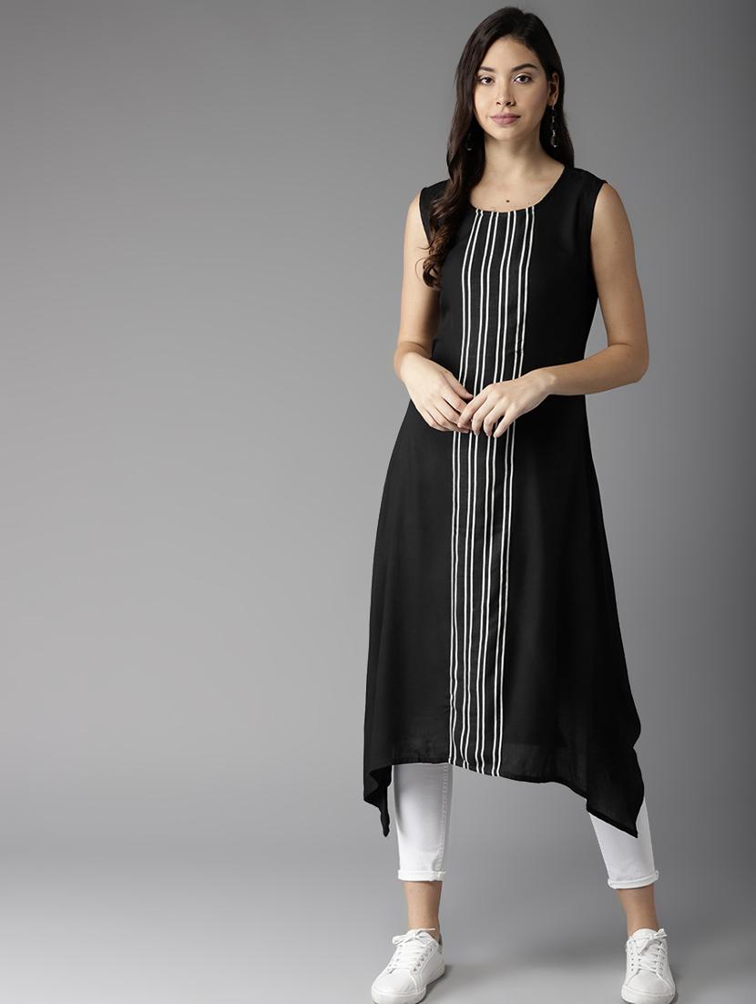striped asymmetric kurta - 17252104 - Zoom Image - 1