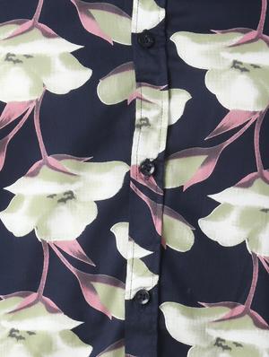 navy blue floral print casual shirt - 17252490 - Standard Image - 5