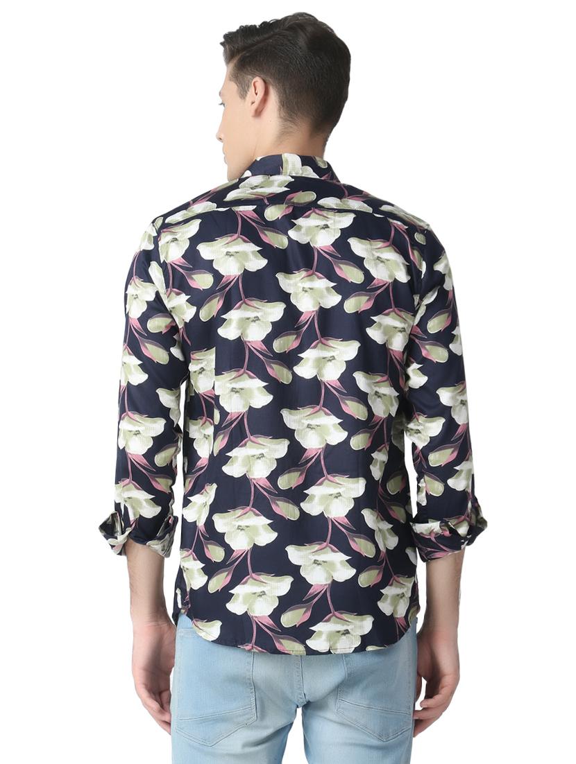 navy blue floral print casual shirt - 17252490 - Zoom Image - 3